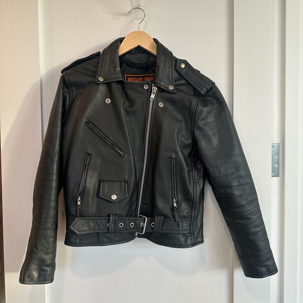 Authentic Black leather biker jacket